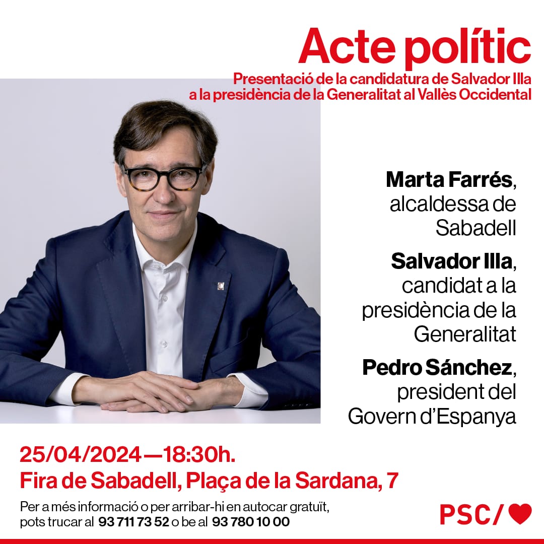 Presentació candidatura Salvador Illa a Sabadell
